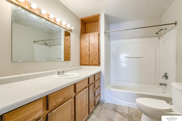 full bathroom featuring vanity, toilet, and shower / bath combination