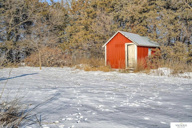 view of snow covered structure