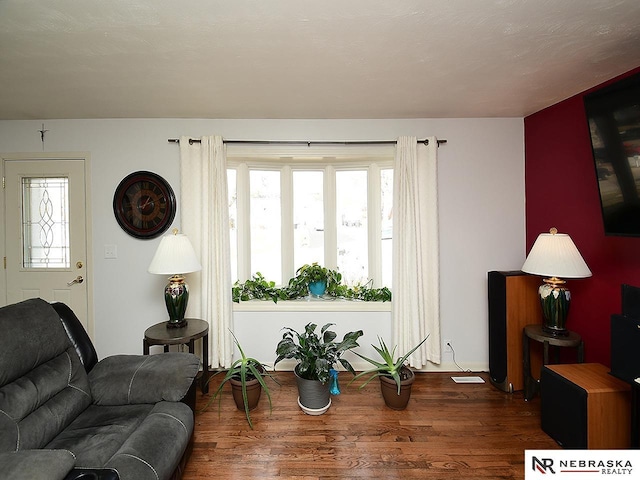 living room featuring dark hardwood / wood-style flooring and plenty of natural light