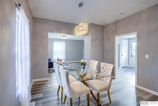 dining area featuring light hardwood / wood-style flooring