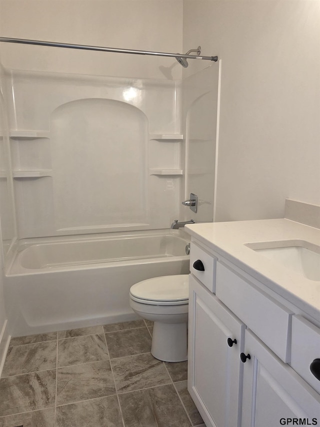 full bathroom with vanity, toilet, and shower / bath combination