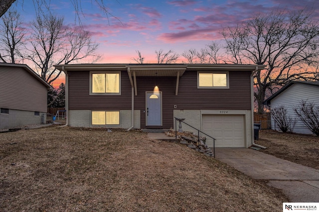 bi-level home with a garage