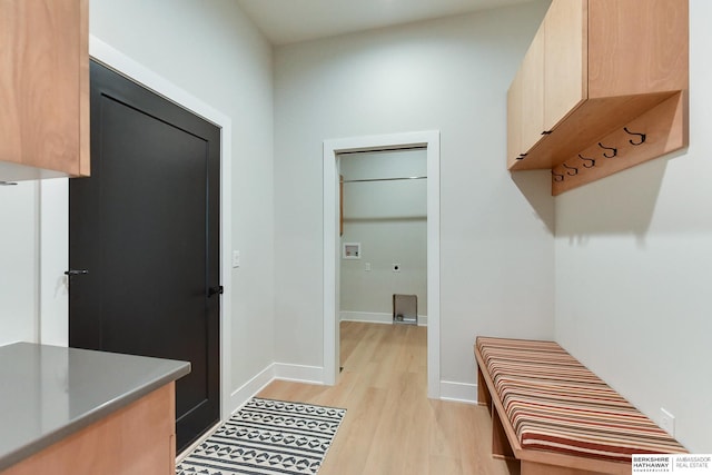 mudroom with light wood-type flooring