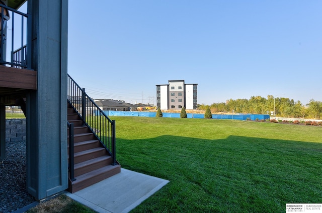 view of yard with a water view