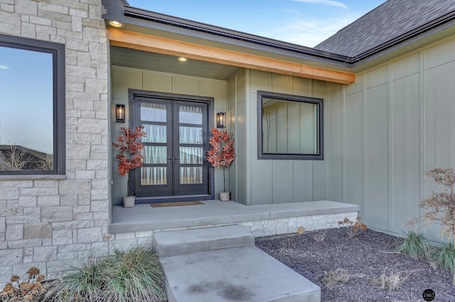 doorway to property with french doors