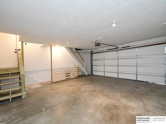 garage with a garage door opener