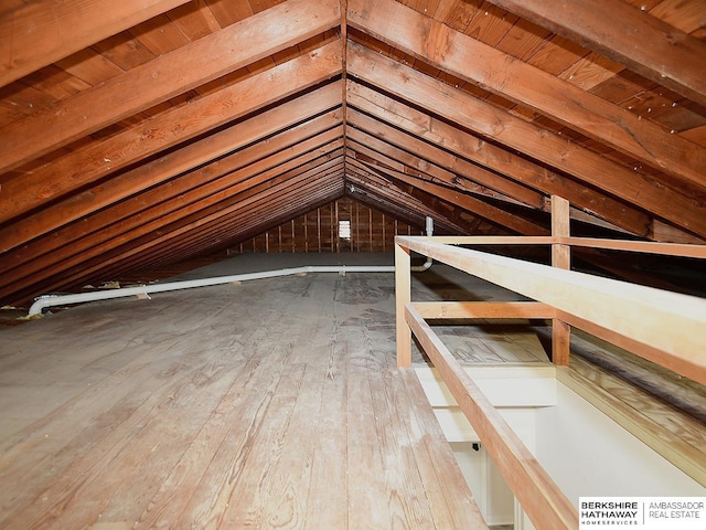 view of unfinished attic