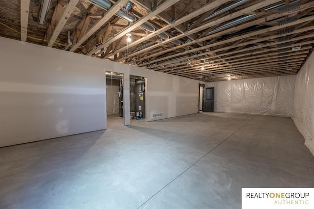 basement with water heater