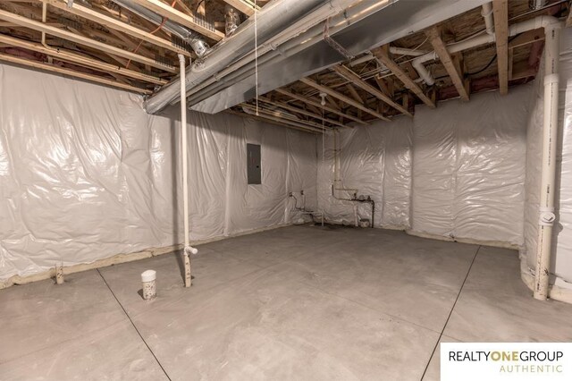 basement with electric panel