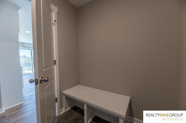 mudroom with hardwood / wood-style floors