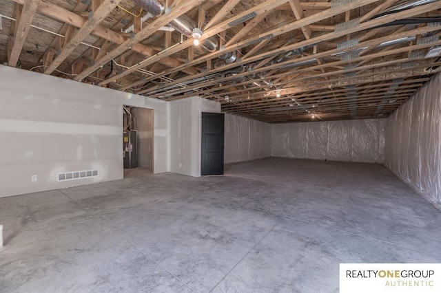 basement with electric water heater