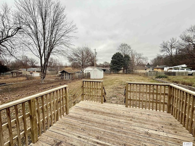 deck featuring a storage unit