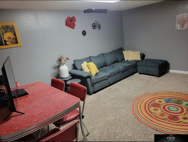 living room with carpet floors