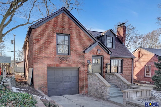 view of front of property with a garage