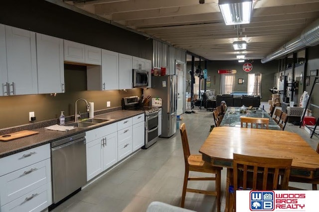 kitchen featuring sink, white cabinetry, and stainless steel appliances