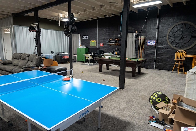 playroom with pool table