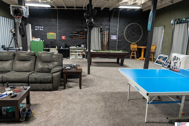 playroom featuring carpet and pool table