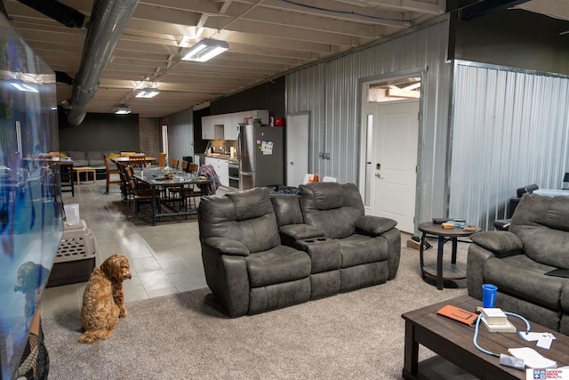 living room with light carpet