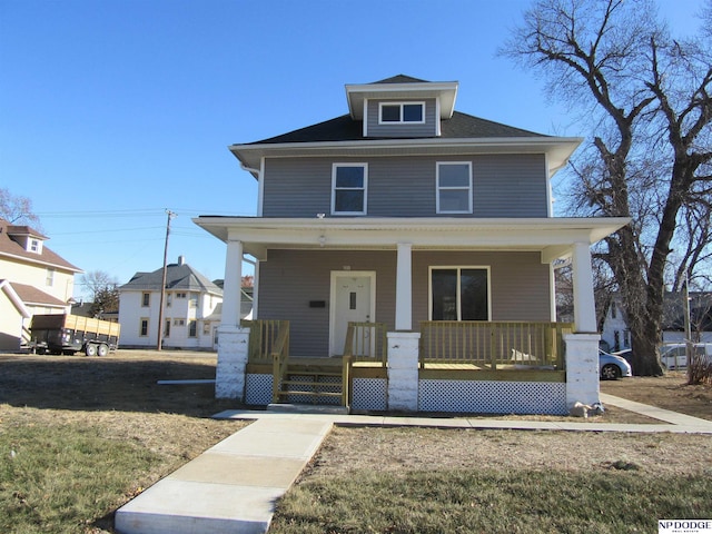 view of front facade featuring covered porch