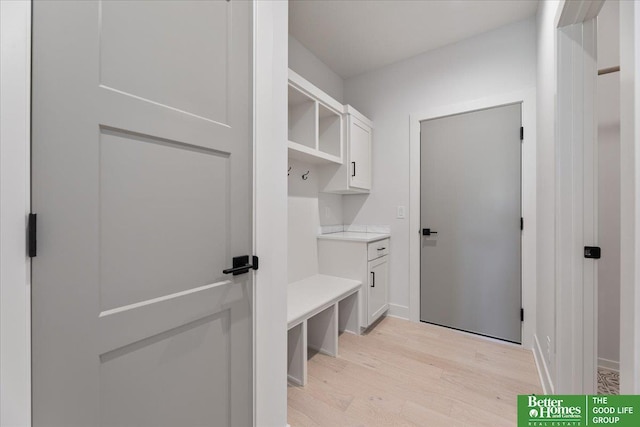 mudroom featuring light hardwood / wood-style floors