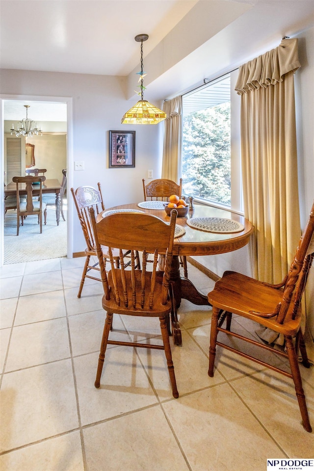 view of tiled dining room