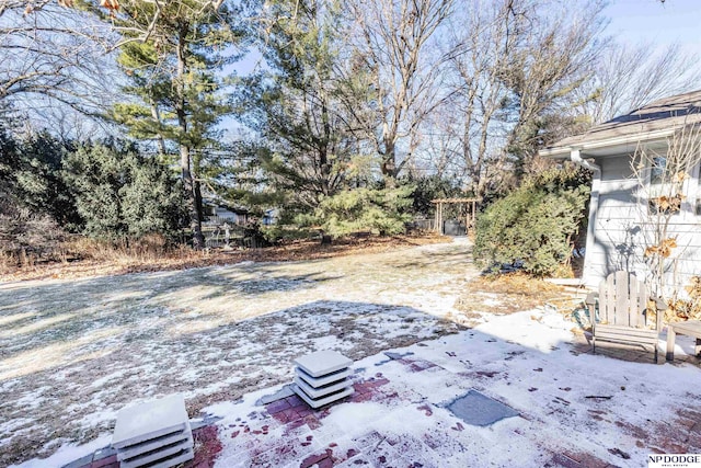 view of yard covered in snow