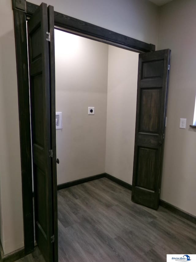 empty room featuring dark hardwood / wood-style floors