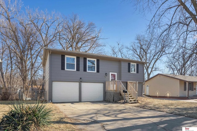 raised ranch with a garage