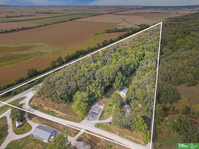 bird's eye view with a rural view