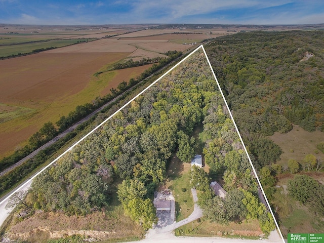 aerial view featuring a rural view