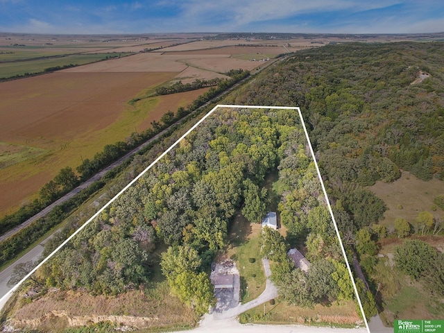 drone / aerial view with a rural view