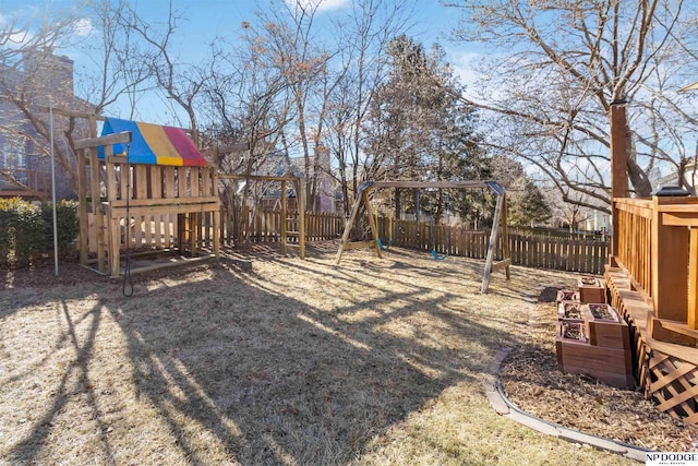 view of yard featuring a playground