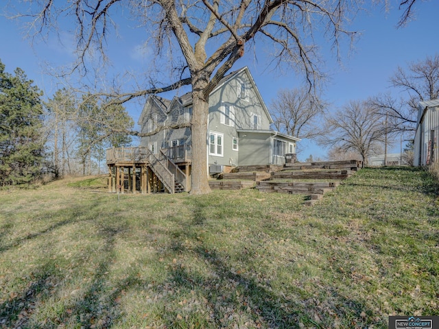 view of yard featuring a deck