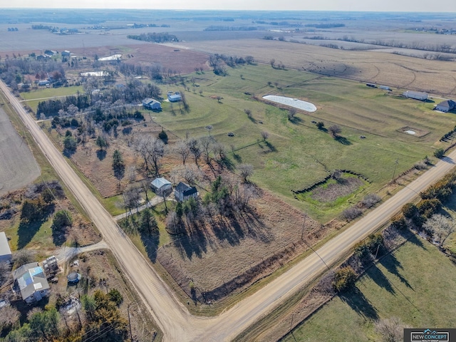 bird's eye view with a rural view