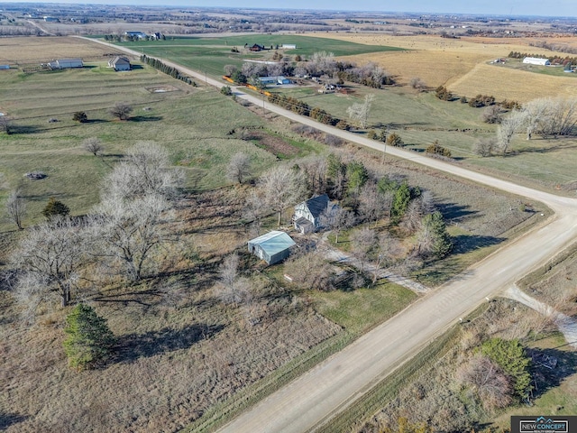 bird's eye view featuring a rural view