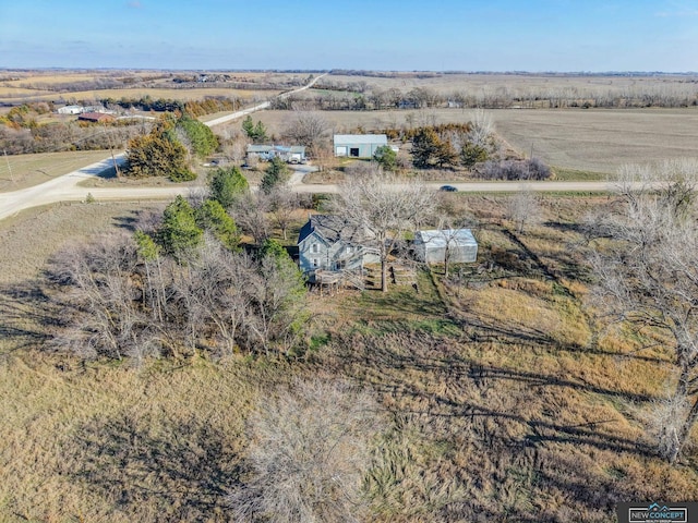 aerial view featuring a rural view