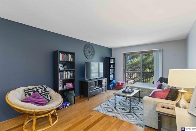 living room with hardwood / wood-style floors