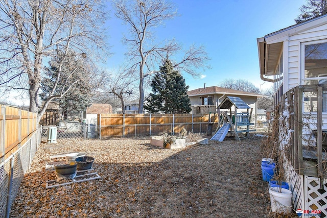 view of yard with a playground