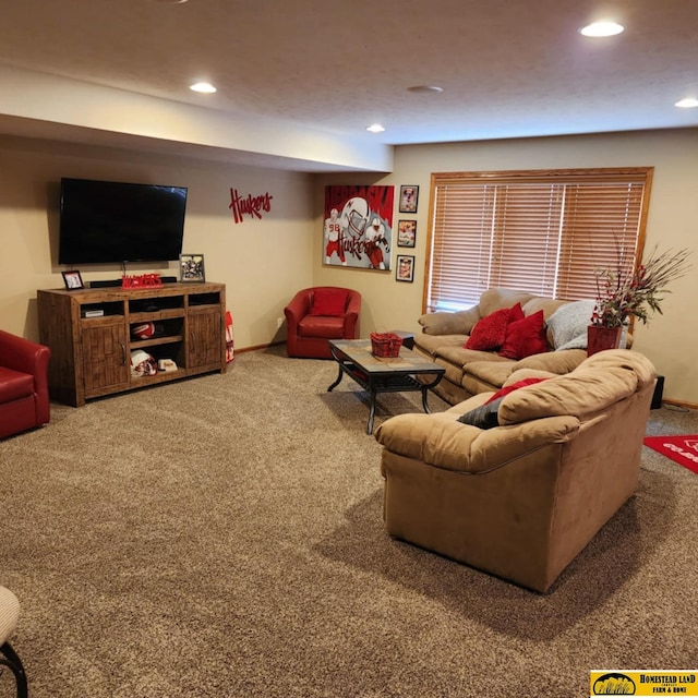 living room featuring carpet floors