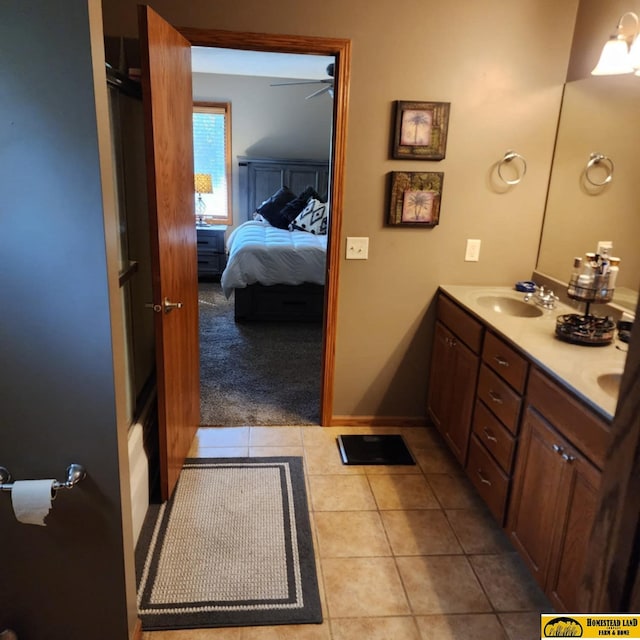 bathroom featuring vanity and tile patterned flooring