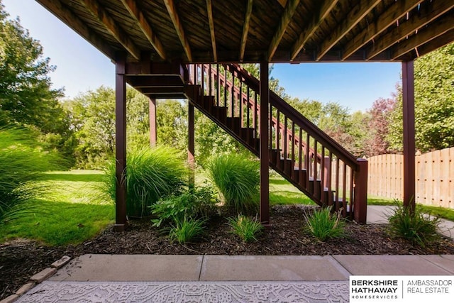 deck with a lawn