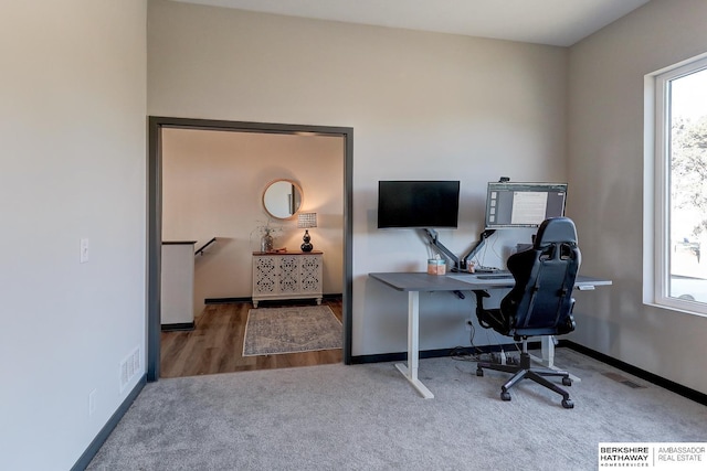 view of carpeted office