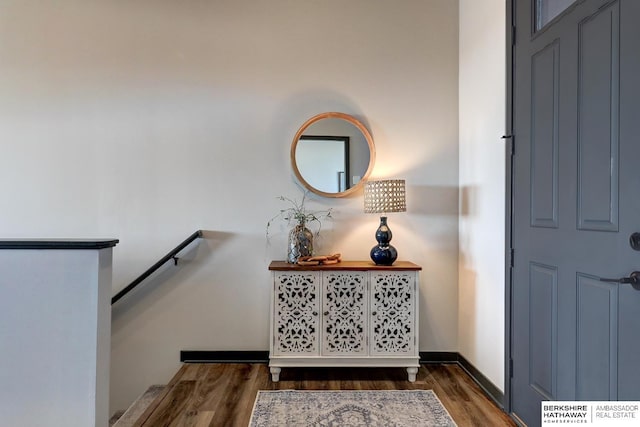 foyer entrance with dark wood-type flooring