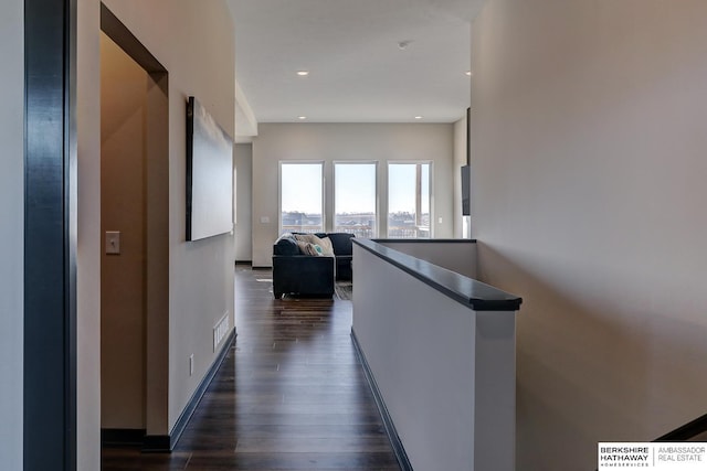 hall featuring dark hardwood / wood-style flooring