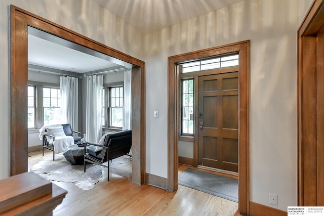 entrance foyer with light hardwood / wood-style flooring