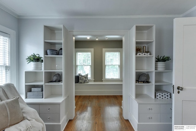 interior space with hardwood / wood-style flooring