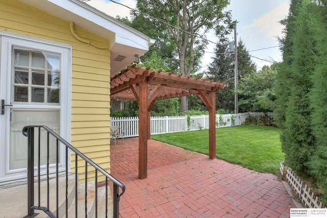 view of patio with a pergola