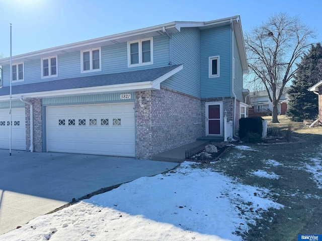 view of front property with a garage