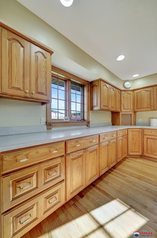 kitchen with light wood-type flooring