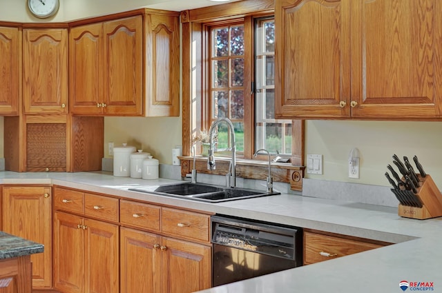 kitchen with black dishwasher and sink